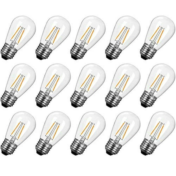 S14 LED Light Bulbs 15 Pack 1.5W Equivalent to 11 W Shatterproof Replacement B